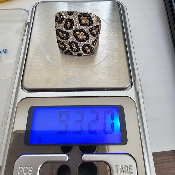 14K Yellow Gold Multi Color Diamond Panther Print ring,  size 9 - Picture 11 of 12